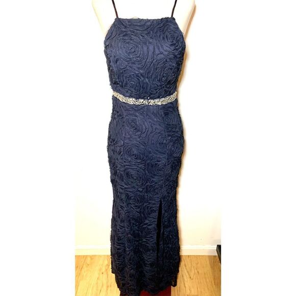 Long blue fancy dress size small - Picture 1 of 4